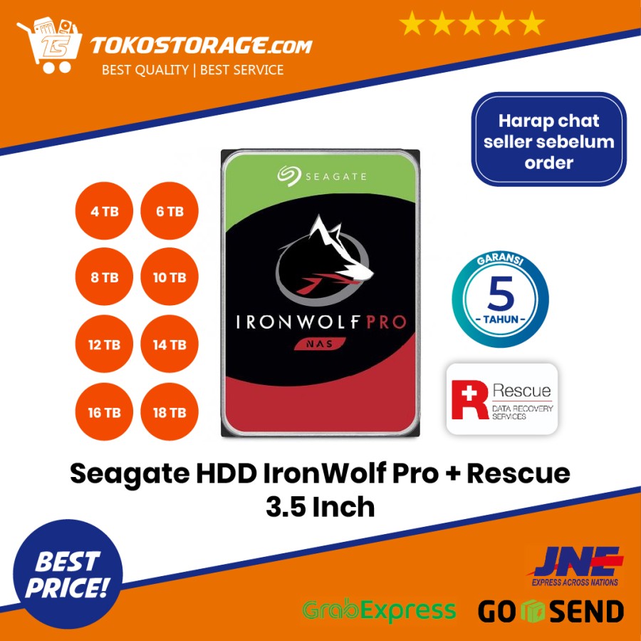 Seagate IronWolf Pro HDD  Hardisk NAS 16TB SATA 7200RPM