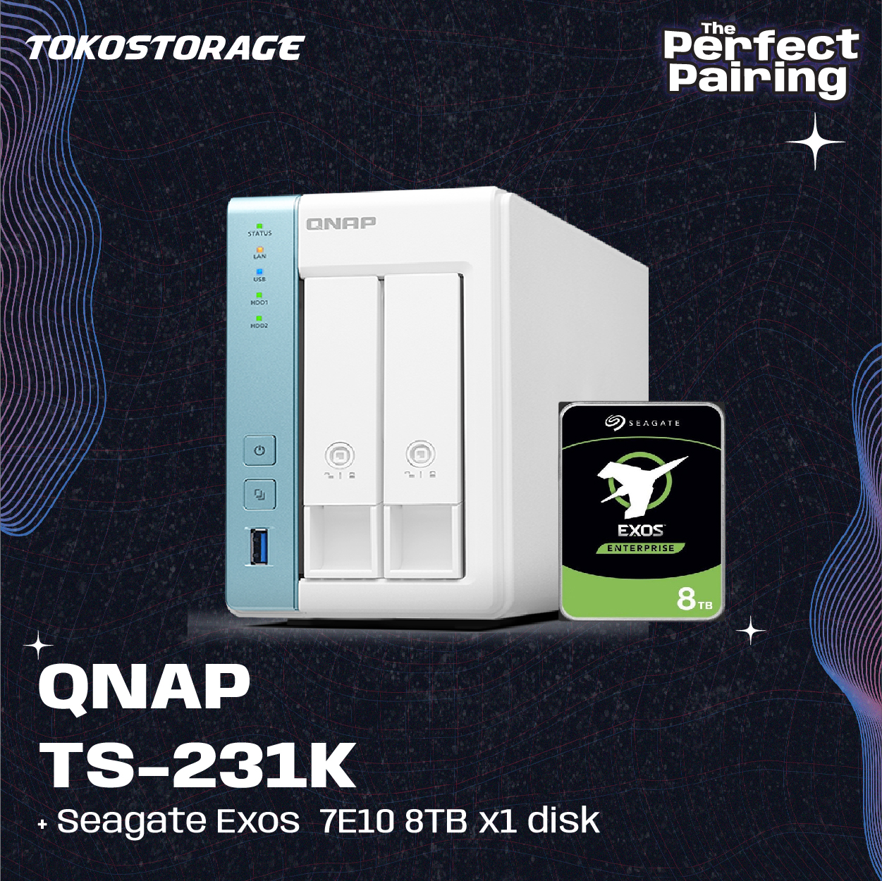 QNAP TS-231K dan HDD Seagate EXOS 8TB - 1 x 8TB